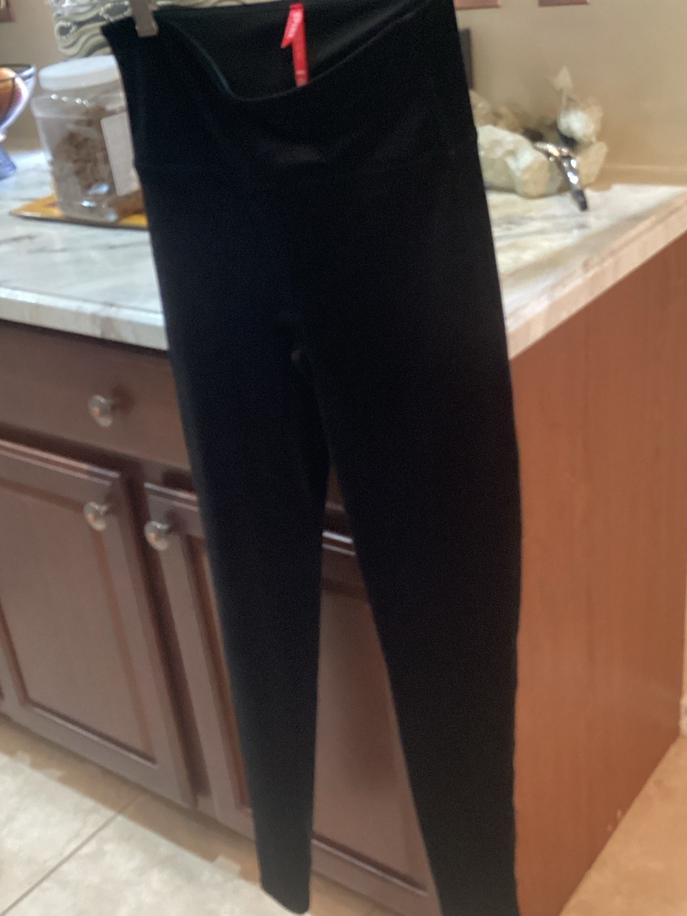 SPANX Black Velvet High-Waist Shaping Leggings